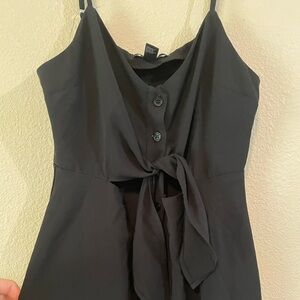Forever 21 Black Button Front Tie Cami Dress